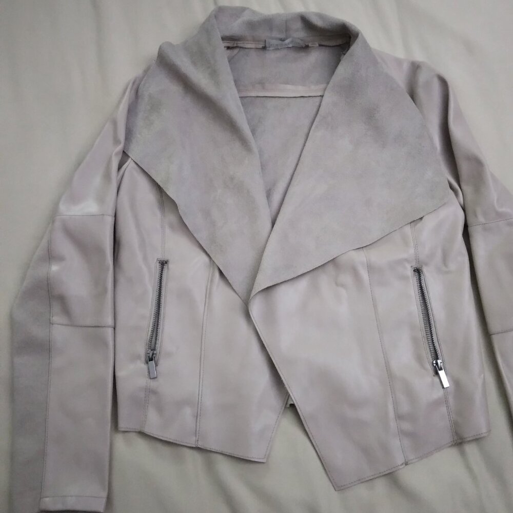 Light gray leather (but not) looking jacket
